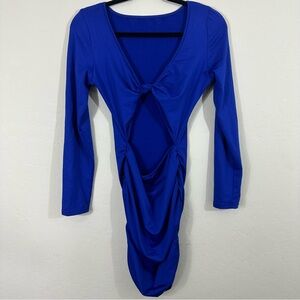 Royal Blue Long Sleeve Amazon BodyCon Scrunch Cutout Dress Side Women’s Medium